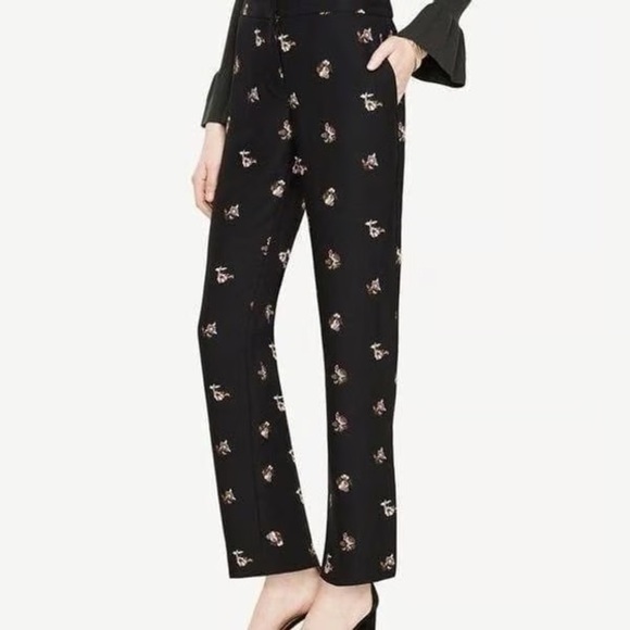 Ann Taylor The Fluid Straight Leg Floral Pants Elastic Waist Trousers Large Tall - Picture 10 of 10